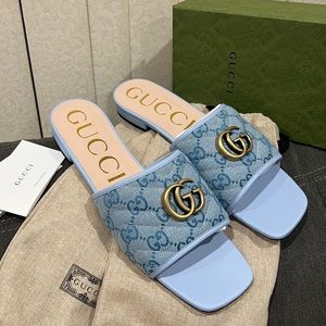 NEW blue GUCCI Jolie GG logo slides